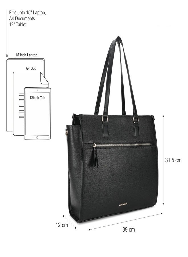 Fastrack WorkEase Structured Laptop Tote | 15" Laptop Compatibility | Made with Faux-Leather for Durability | Workwear Bags for Women | College Bags with Laptop - Image 3